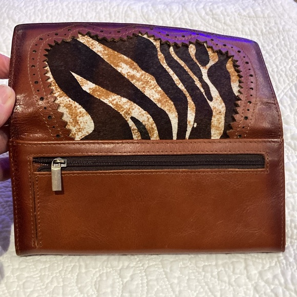 2 for $20 - Brown Genuine Leather & Hair Animal Print Women's Wallet - Picture 3 of 7
